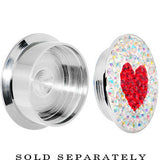 18mm Stainless Steel Aurora Gem Red Heart Screw Fit Plug