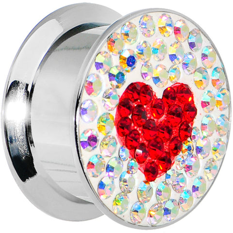 18mm Stainless Steel Aurora Gem Red Heart Screw Fit Plug