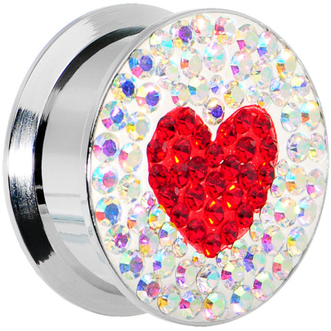 7/8 Stainless Steel Aurora Gem Red Heart Screw Fit Plug