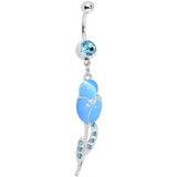 Aqua Gem Tulip Globe Flower Belly Ring
