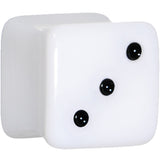00G White Acrylic Square Dice Saddle Plug