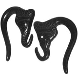 8G Black Acrylic Lucky Elephant Hanger Plug Set