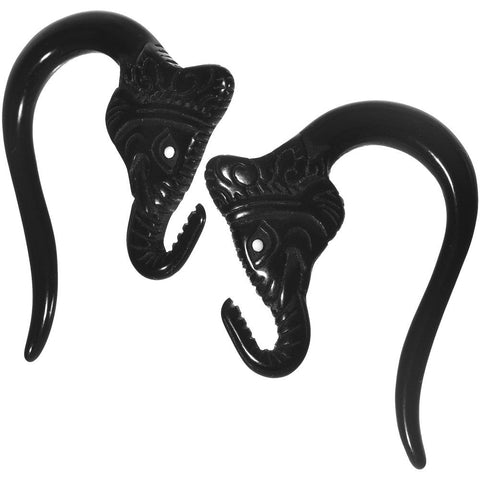 4G Black Acrylic Lucky Elephant Hanger Plug Set