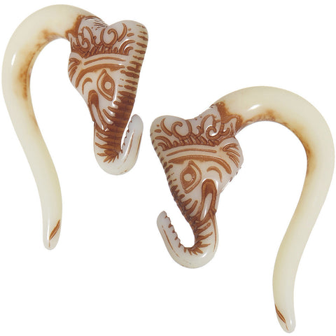 2G Antique Cream Acrylic Lucky Elephant Hanger Plug Set