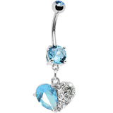 Aqua Gem Half My Heart Belly Ring