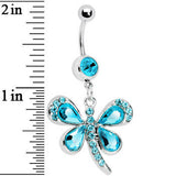Aqua Gem Teardrop Wings Butterfly Belly Ring