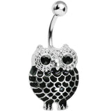 Black Gem Ebony Feathered Owl Belly Ring