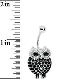 Black Gem Ebony Feathered Owl Belly Ring