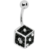 Black Gem Paved Dice Belly Ring