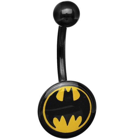 Black Acrylic Batman Logo Belly Ring
