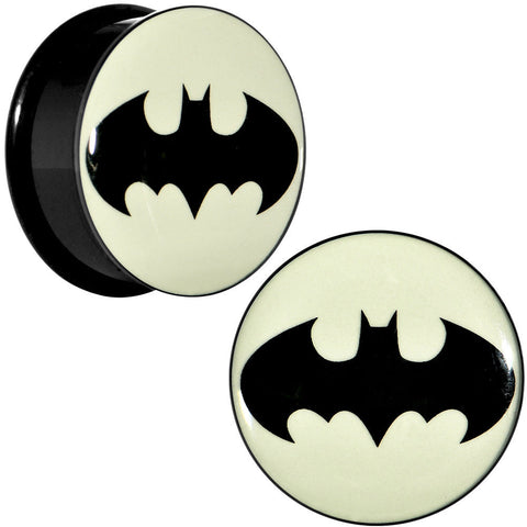 1 inch Black Acrylic Glow in the Dark Batman Plug Set