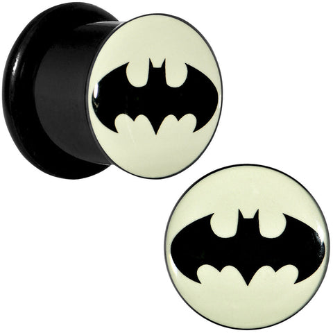 7/16 Black Acrylic Glow in the Dark Batman Plug Set