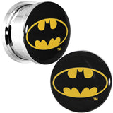 5/8 Stainless Steel Batman Logo Screw Fit Plug Set
