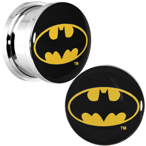 5/8 Stainless Steel Batman Logo Screw Fit Plug Set