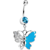 Blue Gem Enamel Butterfly Belly Ring