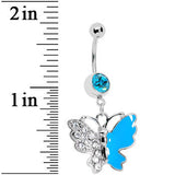 Blue Gem Enamel Butterfly Belly Ring