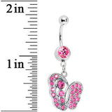 Abstract Pink Butterfly Belly Ring