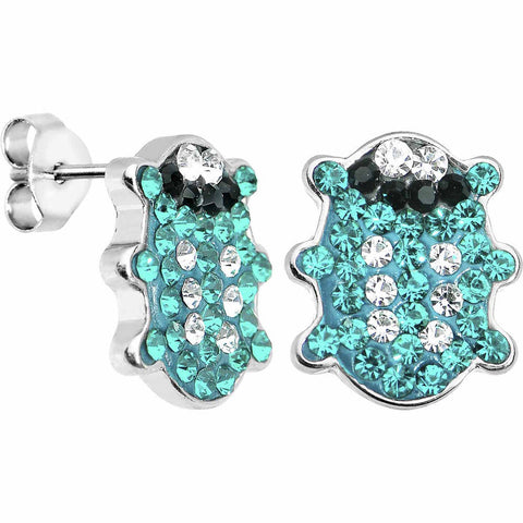 Blue Ferido Crystal Snuggle Bug Stud Earrings