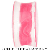 7/8 Clear Acrylic Pink Floating Rose Flower Saddle Plug