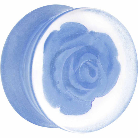 20mm Clear Acrylic Blue Floating Rose Flower Saddle Plug