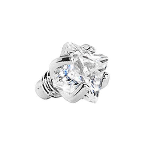 2mm Clear Prong Set Square Gem Dermal Top