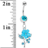Blue Springtime Pansy Flower Belly Ring