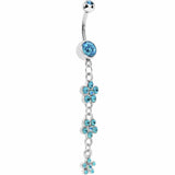 Blue Three Flower Radiance Drop Belly Ring