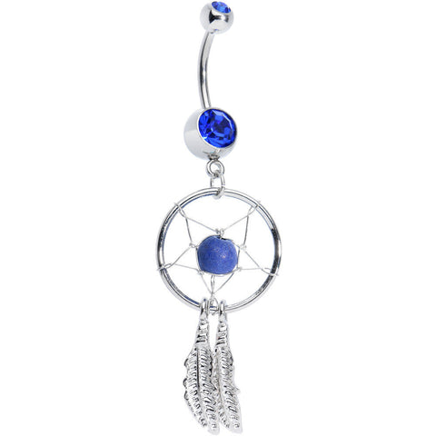 Blue Native American Dreamcatcher Belly Ring