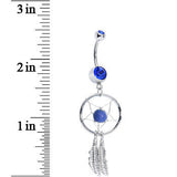 Blue Native American Dreamcatcher Belly Ring