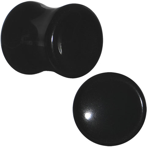 00G Natural Black Obsidian Saddle Plug Set