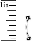 Black Prong Set Gem Internally Threaded Eyebrow Ring