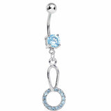 Aqua Gem Paved Circular Loop Belly Ring