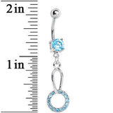 Aqua Gem Paved Circular Loop Belly Ring