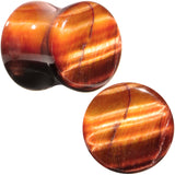 7/16 Red Tiger Eye Natural Stone Plug Set