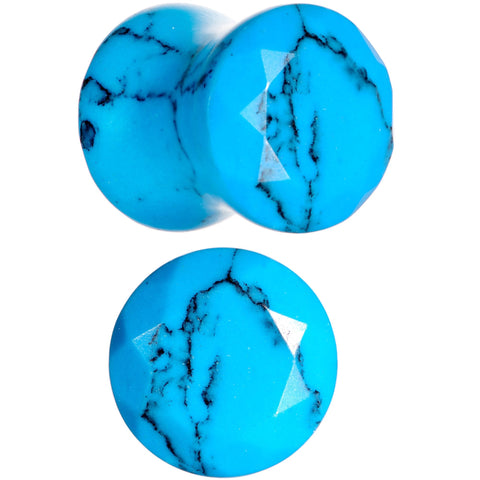 0G Turquoise Semi Precious Stone Saddle Plug Set