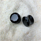 00G Black Agate Semi Precious Stone Saddle Plug Set