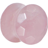 4G Rose Flower Quartz Semi Precious Stone Faceted Double Flare Plug
