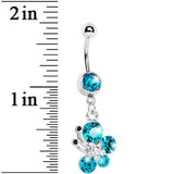 Aqua Gem Flowering Butterfly Belly Ring