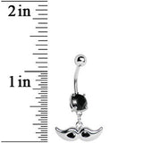 Black Gem Mustache Belly Ring