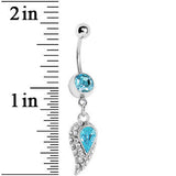 Aqua Gem Inverted Encrusted Teardrop Belly Ring