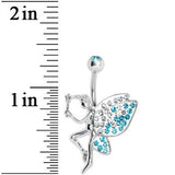 Aqua Gem Sparkle Wing Wish Fairy Belly Ring