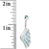 Aqua Gem Outstretched Angel Wing Belly Ring