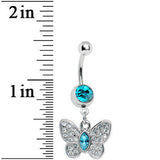 Aqua Gem Marquis Core Butterfly Belly Ring