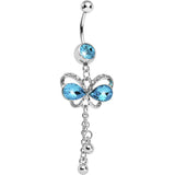 Aqua Gem Teardrop Wing Butterfly Belly Ring