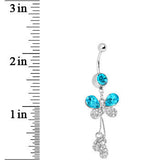 Aqua Gem Butterfly Dewdrops Belly Ring
