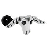 Black Acrylic 925 Silver Black Gem Bull Cartilage Earring