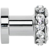 4G Clear Gem Stainless Steel Double Bling Screw Fit Tunnel Plug