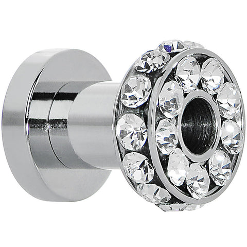 4G Clear Gem Stainless Steel Double Bling Screw Fit Tunnel Plug