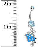 Blue Gem Side Flyer Butterfly Dangle Belly Ring