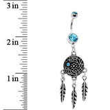 Blue Gem Woven Universe Dreamcatcher Belly Ring